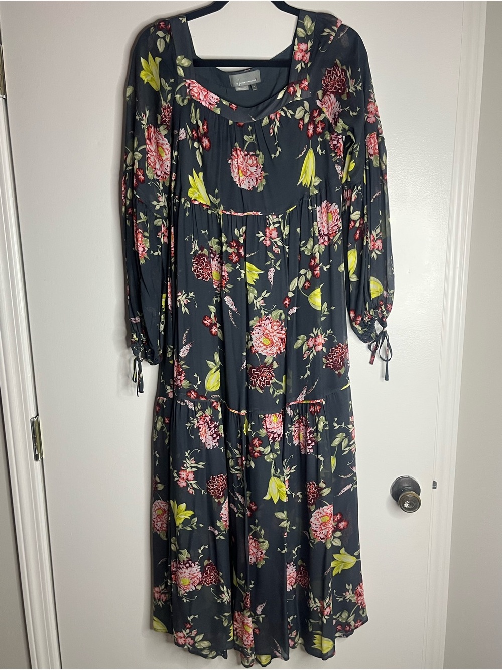 Anthropologie Evelin Floral Maxi Dress Boho Tiered Long Sleeve